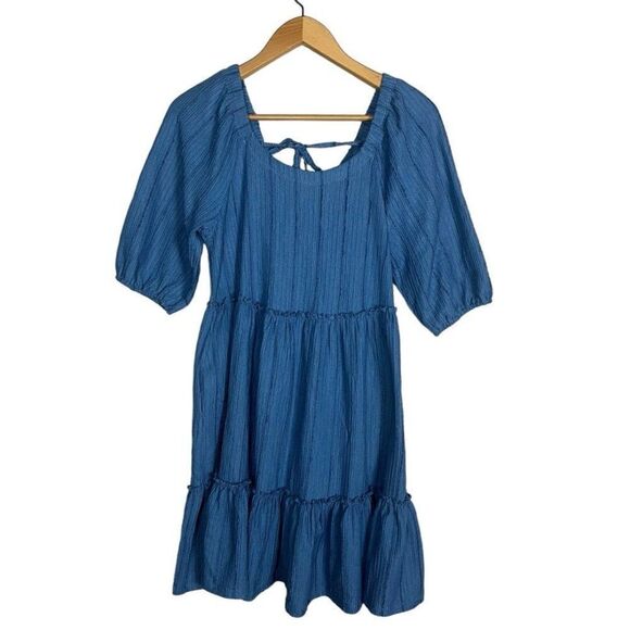 Frye & Co Blue Cottage Midi Dress Large - Picture 1 of 7
